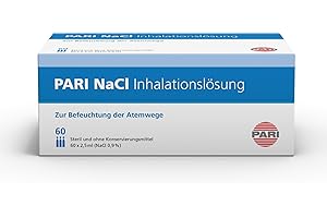 ‎PARI PARI Kochsalzlösung zum Inhalieren für Kinder und Erwachsene – 60 Ampullen á 2,5ml NaCl 0,9 Inhalationslösung - Steril und ohne Konservierungsstoffe