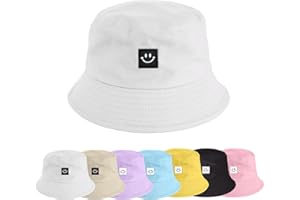 UMIPUBO Cappello Pescatore Pieghevole Bucket Hat Cotone Donna Uomo, Protezione del Sole Cappelli Faccia Sorridente Cappellino 56-58cm