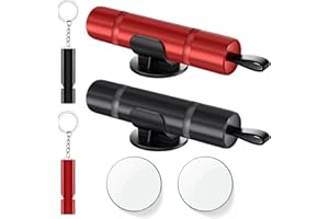 Zikenis 2 Stück Auto Sicherheitshammer,Multifunktional Gurtschneider Notfallhammer,2 In 1 Gurtschneider Notfallhammer,Glasbrecher Auto Essentials,Notfallhammer fürs Auto,Bus(Schwarz+Rot)