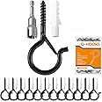 TAIHUIMY Screw Hooks Q-Hanger Hooks for Outdoor String Lights, Christmas Rope Lights Clips, Wall Cabinet Ceiling Eye Hook with Safety Buckle for Wire Party Light Plants Wind Chimes (Black, 40PCS)