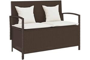 ‎VIDAXL vidaXL Gartenbank mit Stauraum und Kissen Braun Poly Rattan, Gartenbank, Parkbank, Outdoor-Bank, Sitzbank, Terrassenbank, Außenbank, Gartenmöbel