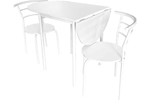 Miroytengo Pack de Mesa Extensible y 2 Sillas Cocina Butterfly, Mesa Plegable Comedor Blanco 55-115x61x74 cm