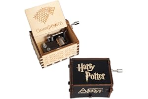 TTBAODAN 2 Pezzi Carillon Legno, Carillon di Legno e Carillon con Statuetta - Carillon a Manovella in Legno Game of Thrones & Harry Potter Carillon Musicale per Compleanno, Anniversario