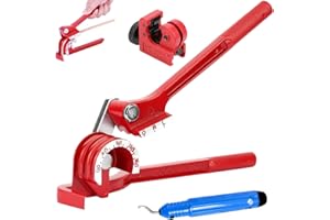 Taipintee Cintreuse de 6/8/10 mm, Peut Cintrer avec Précision à des Angles de 0°/45°/90°/135°/180°, avec Coupe Tube et Ebavureur, pour Tubes Métalliques, Tubes en Cuivre et Tubes en Aluminium (Rouge)