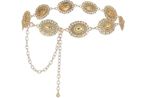 VJUYSW Ceinture Chaîne Dorée en Métal Réglable pour Femme - Tendance Style Pirate pour Robes, Jeans et Pantalons