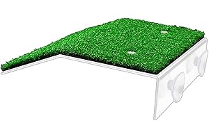 DSFSAEG Lawn Turtle Basking Platform, Tortoise Ramp Reptile Ladder Resting Terrace, Simulation Grass Turtle Ramp for Turtle Tank(size:L)