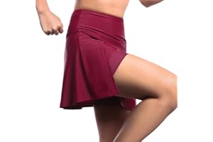 ARMAAN Jupe de Cyclisme 2 en 1 pour Femme Short de Cyclisme rembourré en Gel 5D élastique séchage Rapide Pantalon de vélo Jupe de Sport d'été Culotte de Cyclisme pour VTT Gym Golf Course à Pied,Red-L