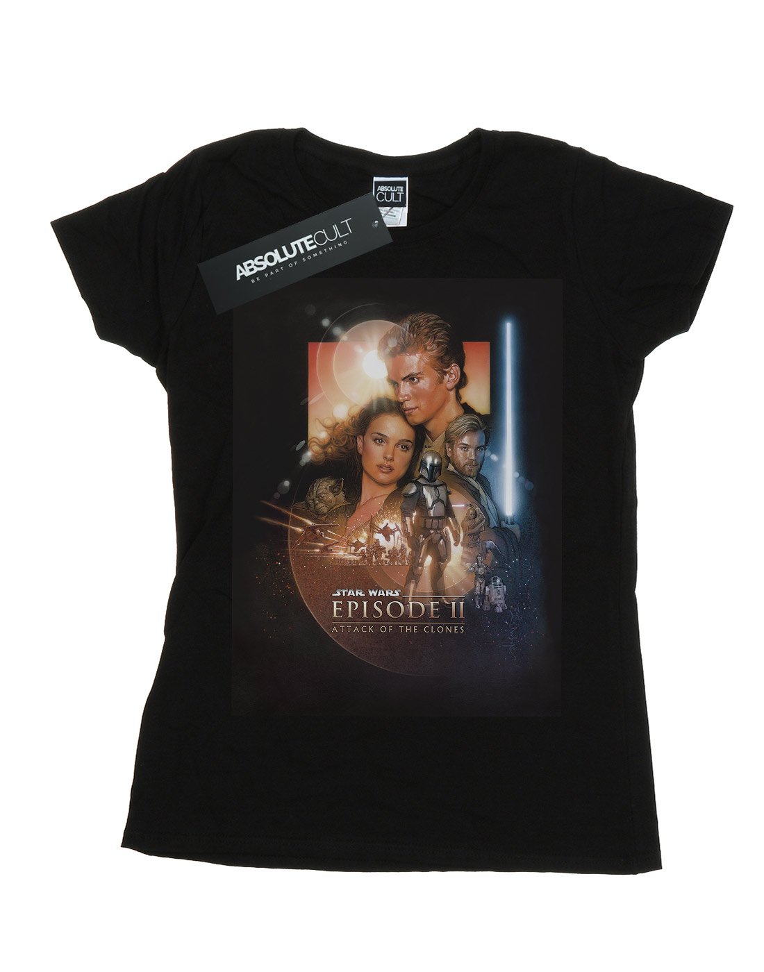 Star-Wars-Damen-Episode-II-Movie-Poster-T-Shirt-Schwarz-X-Large