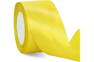 TONIFUL Rouleau de ruban de satin jaune clair foncé de 5cm x 22M de large pour travaux manuels, chaises, emballages cadeaux, cartes d'invitation, nœuds floraux, mariage, décoration de voiture