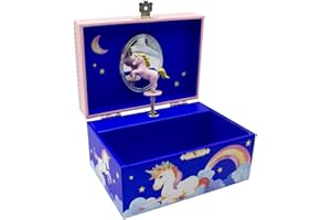 GICO Schmuckkästchen Einhorn für Mädchen Kinderspieluhr mit Musik, drehender Figur und Spiegel Geburtstagsgeschenk Mädchen Schmuckbox Kinder 15 x 13 x 9 cm - 92060