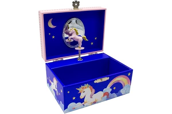 GICO Boîte à bijoux musicale fille bleu avec licorne – Mélodie : Lac des cygnes : Lac des cygnes - 92060