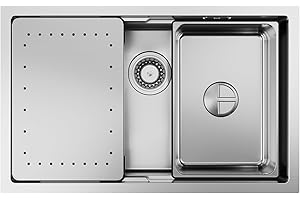 CECIPA Spülbecken Edelstahl 70x44cm, Spüle Küche, Küchenspüle Edelstahl, inkl. Schneidebrett, Ersatz-Innenspüle, Siphon mit Überlaufgarnitur, Waschbecken Küche Einbauspüle ohne Hahnloch