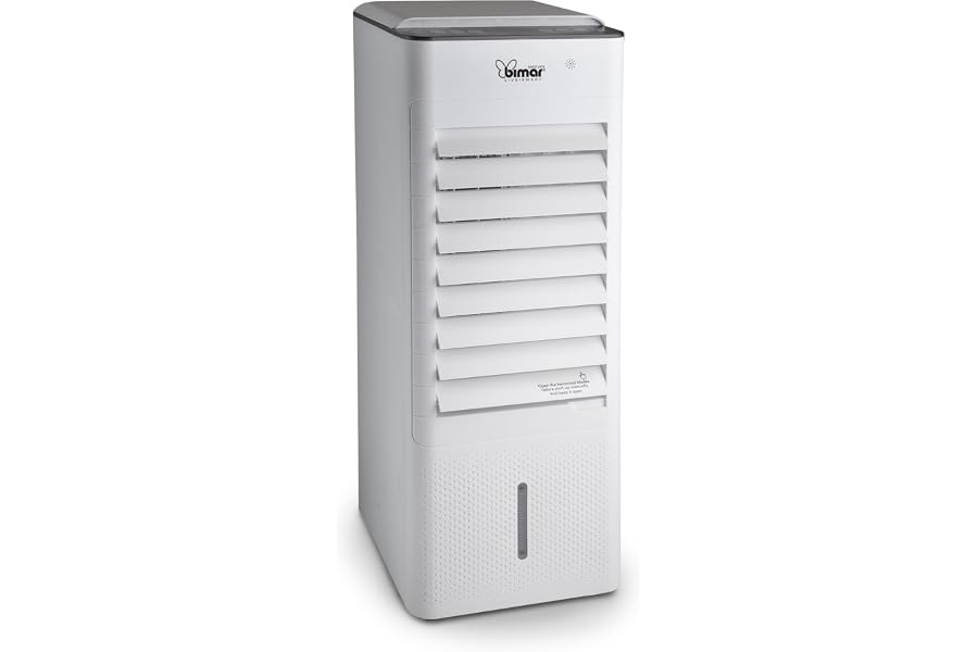 Bimar INB-VR508 Evaporative Air Cooler 7 Litres with Heat Function, Remote Control, Timer 1-12h, 3 Speed, Touch Display, Ionizer, Removable Filter, 2 Ice Blocks Included