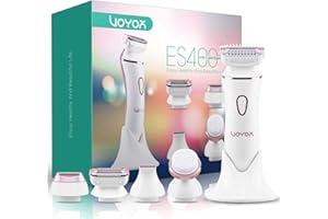‎VOYOR VOYOR Elektrischer Damenrasierer Nass und Trocken Rasierer Damen Wiederaufladbar Ladyshaver für Bikinizone Körper Achseln Kabelloser Wasserfest 4-IN-1 Elektrorasierer ES400