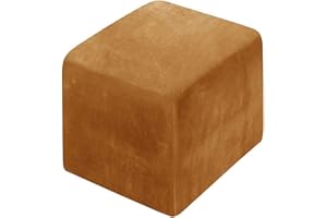 ZXWCYJ Square Velvet Ottoman Cover, Square Foot Stool Cover, Stretch Footstool Slipcover, Luxury Velvet Pouffe Cover For Living Room Storage Stool Protector Cover Washable,H,45 * 45CM