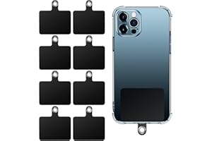 Cobee Uniwersalna zakładka na telefon komórkowy, 8 szt. smycz do telefonu, zamienne łatki z metalowym pierścieniem, smycz do telefonu komórkowego, etui na telefon, smycz kompatybilna z podkładkami na telefon dla bezpieczeństwa ochrony przed upadkiem (czarna)