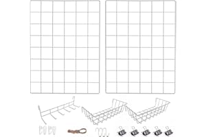 WUZILIN Kratka ścienna, biała, wielofunkcyjna ścianka z kratki, "zrób to sam", żelazna kratka do dekoracji ściany ze zdjęciami, tablica do przypinania zdjęć na tablicy memo, wisząca w rodzinie (2 szt. 30 x 40