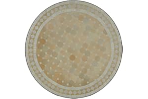 CASA MORO Mesa de jardín mediterránea | Mosaico marroquí " Rombo blanco " | Diámetro 60 cm con marco de hierro | Hecho a mano | Mesa de terraza decorativa, mesa de cóctel de jardín | MT2029