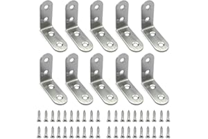 DUISOAD 10 Piezas Soporte Estanteria FUJIE 90 Grado forma de L Soporte de ángulo Esquina Soporte de Acero Inoxidable para Estante de Carga Pared Colgantes con Tornillos - Silver, 40 x 40 x 17 mm