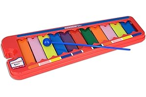 Bontempi | Xilofono Colorato, Metallofono 11 Piastrine Metalliche Note Colorate Sol-Do con Bacchetta, 31x12.5x2 cm