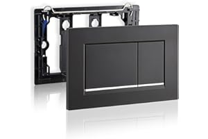 Empyreal Plaque de déclenchement avec jeu de levier de chasse et cadre de montage, adaptée aux pièces de rechange pour Geberit Sigma 30& UP320&300,double chasse,1pièce(Noir & Bordure Argentée)