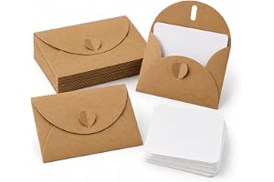 50 minikuvert av kraftpapper med blanka kort och hjärtstängning
