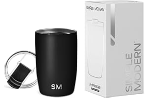 Simple Modern Travel Coffee Mug Tumbler with Flip Lid | Insulated Stainless Steel Iced Coffee Cup | Gifts for Women & Men | Voyager Collection | 350ml | Midnight Black