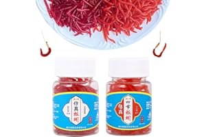 VILBOCR 200 Pcs Fishing Soft Lure Trout Worm Earthworm Bait Lifelike Fake Bloodworm 1.2-1.9 in Power Bait Fresh Water Fishing Bait (2 Styles with Their Own Fishy Aroma)