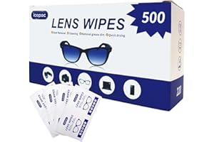 Icepac Lens Wipes for Eyeglasses - 500 Pre-Moistened Individual Wrapped Cleaning Wipes | Safely Cleans Glasses, Sunglasses, Phone Screen, Electronics & Camera Lenses