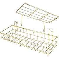 AQJSQ Korb/Regal für Gitter Pinnwand, DIY Multi-Funktion Wandgitter Gold deko 40 * 10 * 5/25 * 10 * 8 cm…