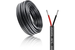 INSHAREPLUS 20 Gauge Electrical Wire, 2 Core 65.6ft/20m Conductor Wire, 2 * 0.5mm² Red Black Low Voltage LED Extension Cord, Tinned Copper Cable with Black Reel Package Hookup Power Cable for LED Lighting Lamp