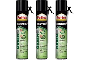 TMPPRO TMP PRO Pattex Bauschaum GreenQ - Effektive Dämmung- Fugenfüller für präzise Anwenungen, PU-Schaum zum Isolieren von Henkel (3x 750ml)