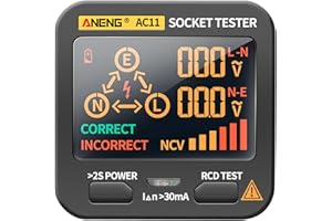 WOWLELA Digital Socket Tester UK, Mains Outlet Tester with LCD Display 90-250v Voltage Detector Testers RCD Plug Socket Tester, Digital Display Circuit Tester for Neutral/Live/Earthwire/Rcd Testing