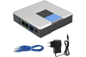 CERLINGWEE Adaptador Telefónico VoIP con 2 Puertos para Voz sobre IP, Liviano y Portátil, Viene con un Cable de Red para Llamadas de Larga Distancia o Llamadas Globales gratuitas.