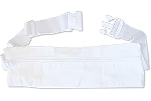 Stilux® Ihram Gürtel mit Bauchtasche für Hajj & Umrah, weißer Baumwollgürtel Pilgergürtel mit 3-Fächer Tasche und Flacher Steckschnalle