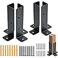 4 PCS Adjustable Deck Post Anchor Base Brackets Fit 1.5x1.5,2x2,2x4,4x4 Post, Wood Fence Pergola Post Base Brackets Kit for Decking, Fencing, Pergola, Railing, Mailbox Mount, Patio Covers