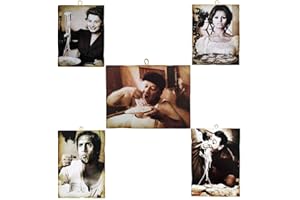 KUSTOM ART Lot de 5 tableaux de style vintage Acteurs fameux – Fantozzi/Celentano/Sofia Loren/Totò/Loren (Pizza) – pour décoration Restaurant Pizzeria Bistrò Bar Cafè