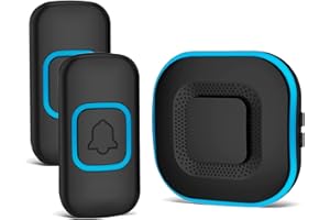 Timbre Inalámbrico exterior impermeable, AIPOTEC Timbre Puerta de Casa, 2 Transmisor y 1 Receptores, 4 Volumen, 38 Melodías, Alcance a 300m, con indicador LED, para interior, jardín, oficina, villa