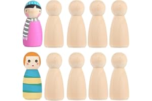 WJRQD Confezione da 10 bambole femminili in legno non finito, alte 55 mm, dotate di corpi bianchi e angelo. Ideali per personalizzare con creatività fai da te e decorare feste nuziali.