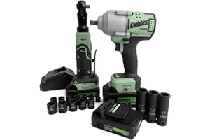 Kielder 3 Battery Bundle Box: 18v Brushless TYPE18 1/2" 850Nm Impact Wrench & 3/8" 60Nm Ratchet, with 1 x 4.0Ah, 2 x 2.0Ah, Charger, 1/2" & 3/8" Impact Sockets