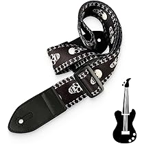Verstelbare gitaarband, band voor elektrische of basgitaar met haakje voor gitaaraccessoire