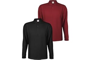 ALPIDEX Set da 2 Polo Uomo Manica Lunga Cotone Maglietta Classico Casual Tinta Unita S M L XL XXL 3XL 4XL 5XL