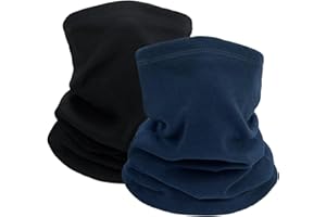 LIFWIMNER 2 Pack Neck Warmer Snoods for Men Women Warm Windproof Thin Fleece Winter Neck Gaiter Scarfs Face Covering Bandana for Hiking Skiing Cycling Running