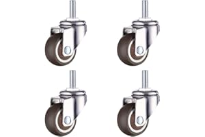 MAGIIN 4PCS 20mm Shelving Caster, Threaded Stem Castor Wheels with Metric Size M6, Heavy Duty Rubber Swivel Caster Wheel for Furniture Trolley Tiny Shopping Cart (No brakes)