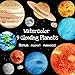 Produktbild JIAN YA NA 9pcs Abnehmbare Glow in the Dark Planet Wandaufkleber Sonne Erde und so weiter Leuchtende Planeten Wandtattoos Peel Stick Kunst Dekor für Wände Decke Schlafzimmer Wohnzimmer (Aquarell neun Planeten)