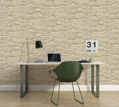 A.S. Création Vliestapete Best of Wood and Stone Tapete in Stein Optik fotorealistische Steintapete Naturstein 10,05 m x 0,53 m beige creme Made in Germany 707130 7071-30 - 4