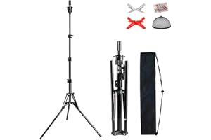 WXYYKX Übungskopf Stativ, Kompaktes Perückenkopf Stativ Faltbarer Puppenkopf Ständer Frisierkopfständer Umgekehrtes Faltdesign/ Universal/ max. 150cm/ Aufbewahrungstasche/ extra Abteilklammern