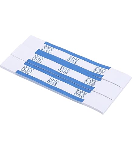 Bandas Para Billetes Autoadhesivas - Pack 50 Unidades, 7.6x1.14 Pulgadas, Azul, Papel Sintético