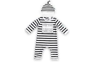 lazy baby Just Done 9 Months Inside Bundle, New Born Baby Grow & Hat -Unisex Coming Home Outfit Sleepsuit/Romper and Baby Hat 0-6 Months