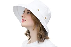 SOMALER Cappelli da sole da donna in cotone a tesa larga UPF50 UV Packable Beach Hat Summer Bucket Cap per viaggio